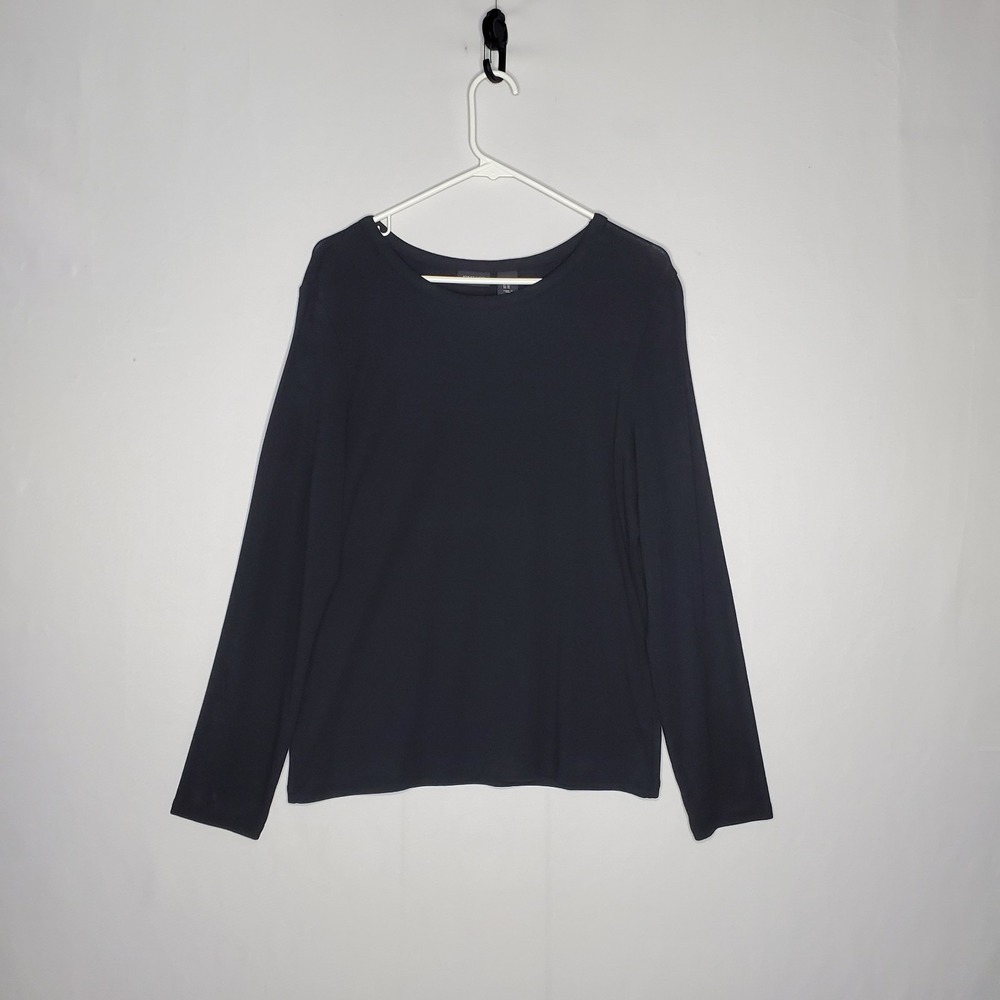 Jones Co Pima Cotton Long Sleeve Shirt Women XL Black Basic